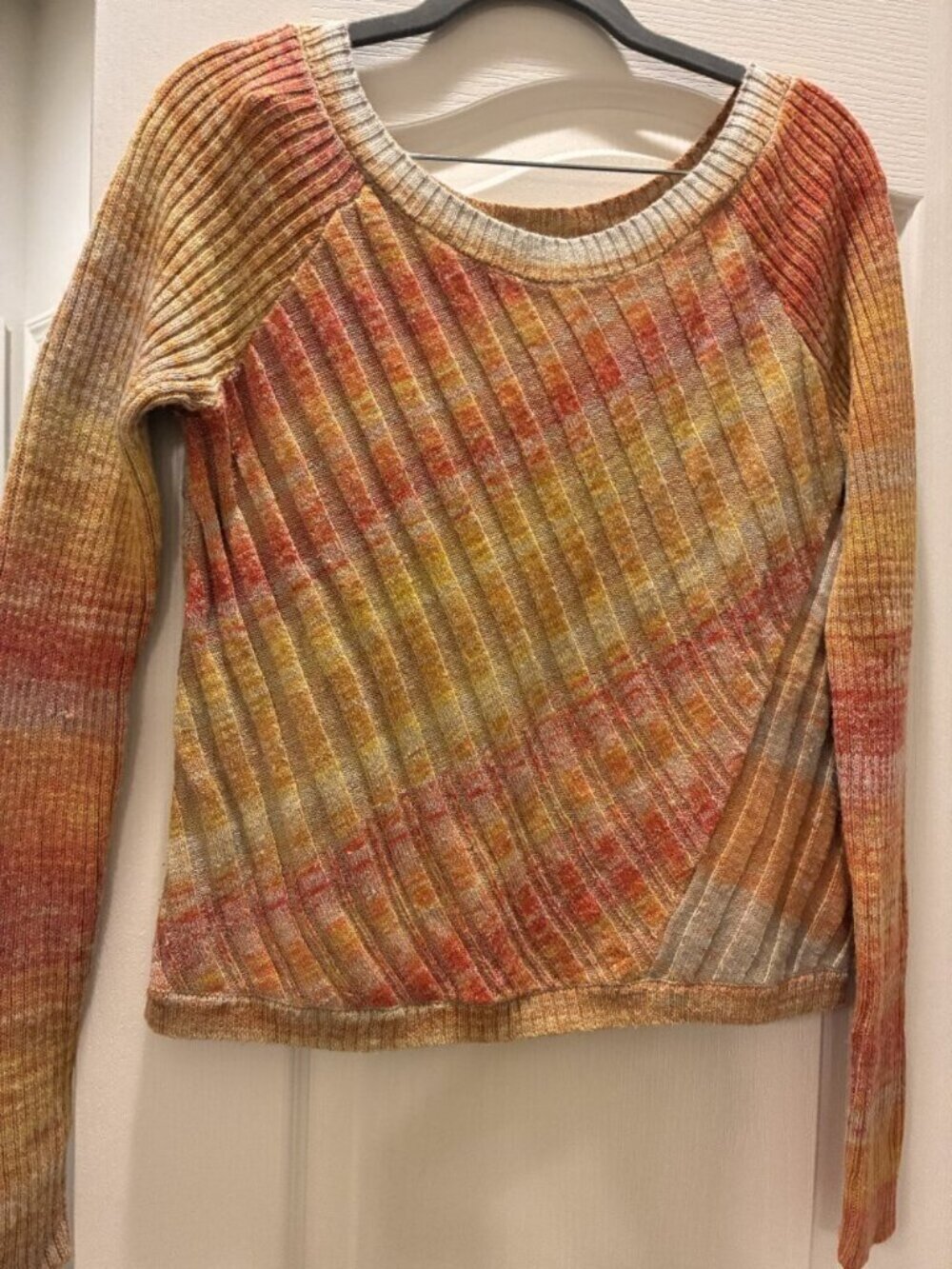 Free People Orange Ombré Ribbed Scoop Neck Sweater - Picture 3 of 5